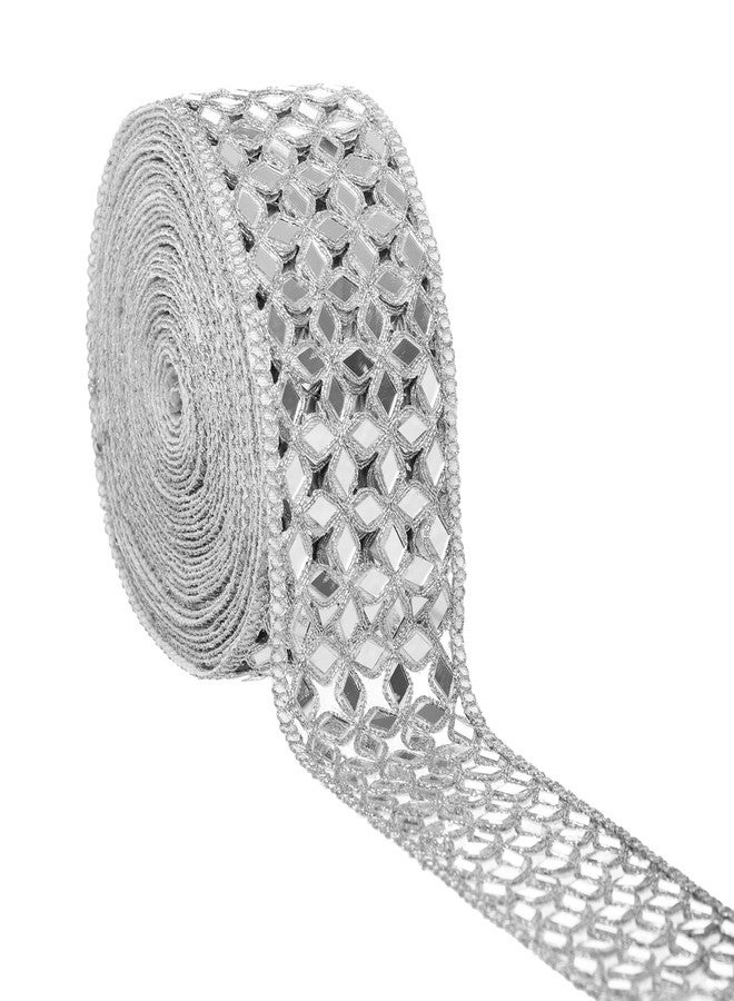 CORIOX Shiny Mirror Lace 9 Meter Border for Dresses, Sarees, Suits, Blouses, Dupattas, Bags, Art and Craft. (Silver) - Image 2